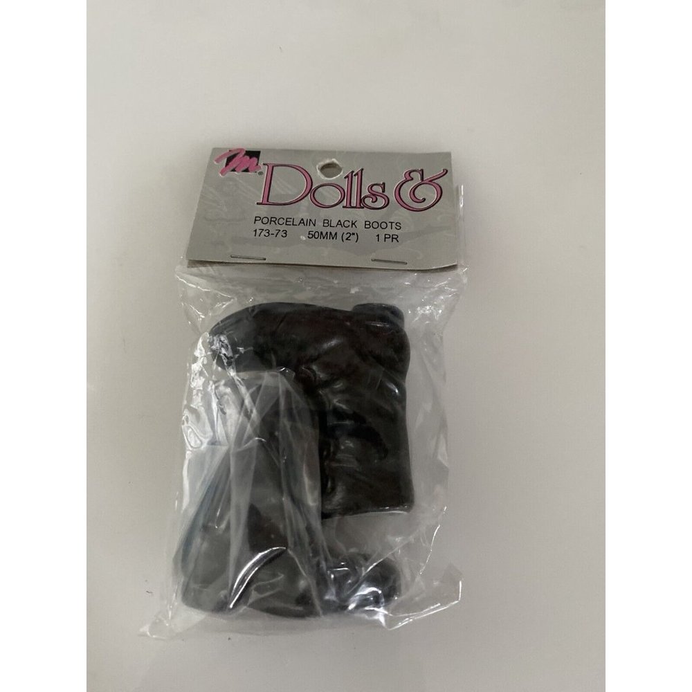 Vintage 2 In Black Porcelain Doll Boots by Dolls & Supplies in Original Bag - Picture 10 of 13